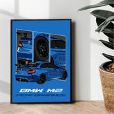 BMW M2 illustration poster - wall art